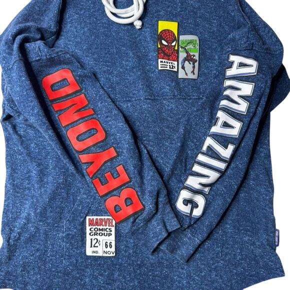 Marvel x Disney Spider-Man 60th Anniversary Spirit Jersey Hoodie S Blue - Picture 3 of 10
